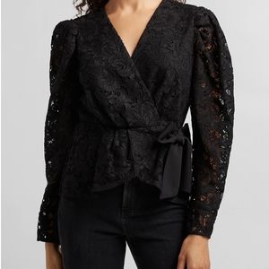 NWT Express Lace Wrap Front Bow Top
